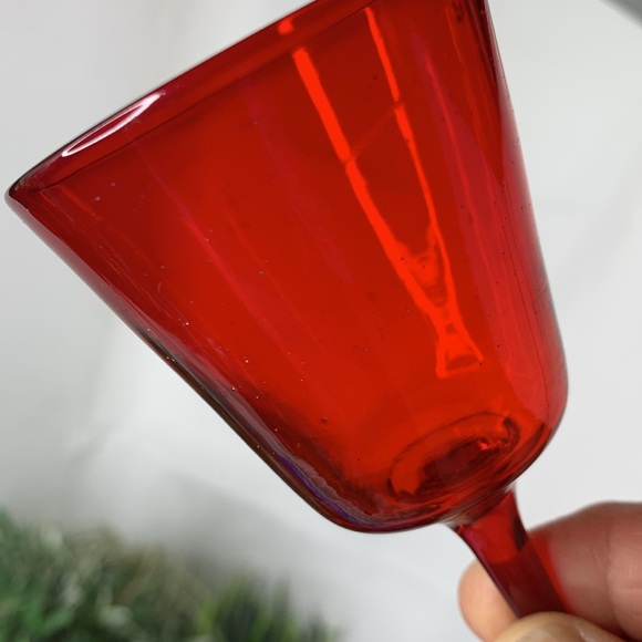 Set of 8 vintage / antique Ombre ruby reddish orange cordial glasses - Picture 11 of 12